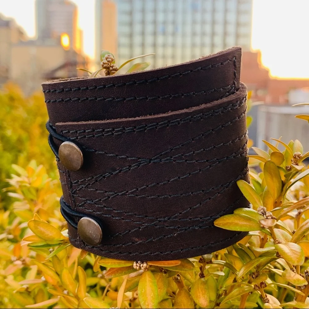 Wrap Genuine Leather Animal Call Wide Cuff Wrap Bohemian Bracelet